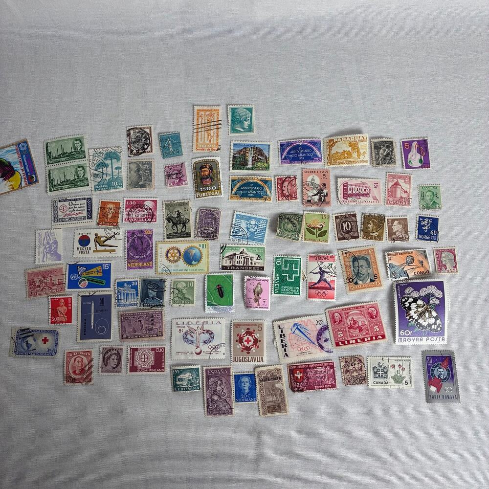 Vintage World Postage Stamp Collection Lot Unsorted Paper Mix Worldwide Ephemera